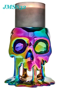 Bath & Body Works piedistallo portacandele teschio gocciolante iridescente 3 stoppini 2025 - Foto 1 di 2