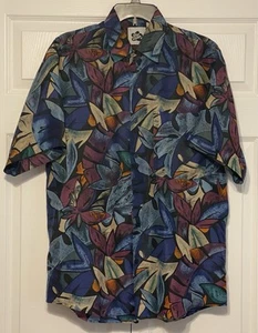 Camicia hawaiana vintage Hilo Hattie piccola 100% seta floreale astratta manica corta - Foto 1 di 4