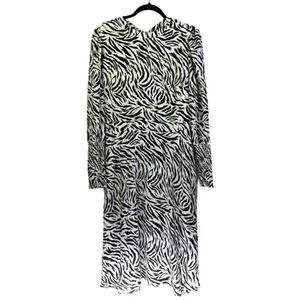 Vestido HALOGEN Blanco y Negro Estampado Animal Vestido Midi Atado - Nuevo con Etiquetas - Mediano - Imagen 1 de 13