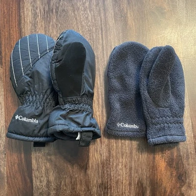 Columbia Niño Pequeño Talla Única Negro Mitones Guantes Forrados de Vellón Paquete De 2 Invierno Foto 1 de 4