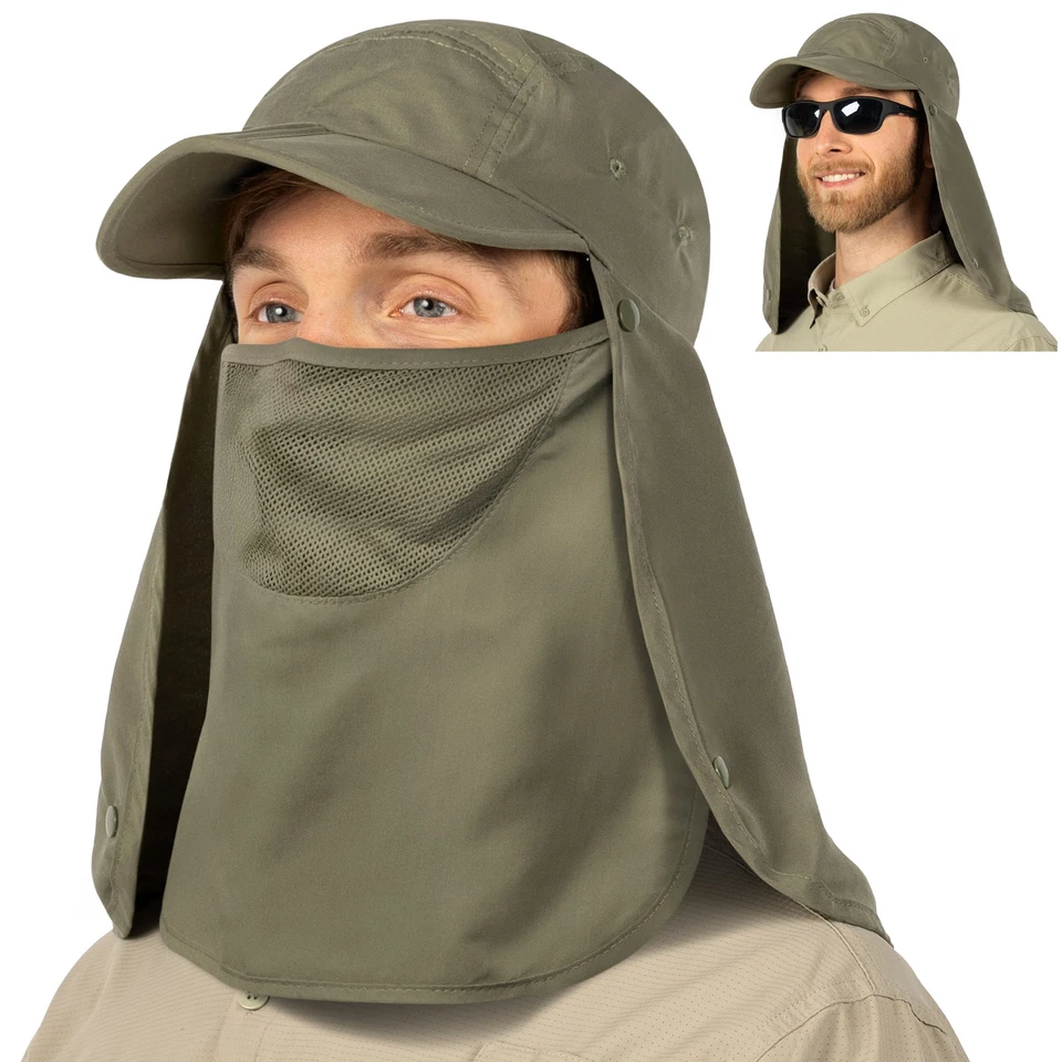 Sombreros para el sol de pesca para hombres con cubierta de solapa para el cuello máscara facial de senderismo gorra ancha al aire libre Foto 1 de 1