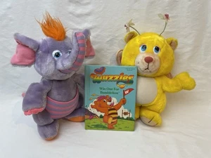 Two 1984 Plush Wuzzles & Book, Eleroo Elephant, Butterbear, Hasbro Softies - Picture 1 of 10