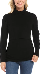 Women'S High Neck Maternity Sweatshirt Nursing Top Shirt for Breastfeeding Solid - Picture 1 of 6