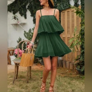 Mono plisado verde L nuevo con etiquetas - Imagen 1 de 11