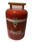 Enjoy Coca Cola Metal Cooler Red Round Canister Styrofoam Picnic Camp Beach 