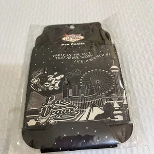 Las Vegas Double Sided Beer Can Coolie Koozie Hugger Holder Souvenir Gift New - Picture 1 of 15