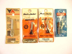 Surtido de brocas de enrutador, 4 piezas, vástago de 1/4", 3 estilos diferentes, punta de carburo. - Imagen 1 de 2