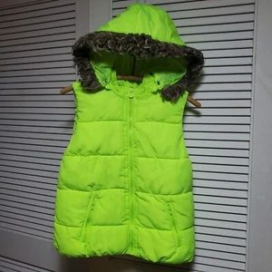 Justice Quilted Puffer Puffy Vest Size 12/14 NEON Green - Picture 1 of 9