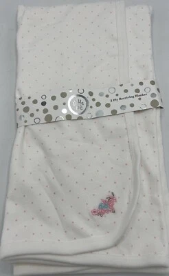 "Manta bebé niña Little Me marfil rosa lunares 2 capas nueva con etiquetas 100 % algodón 30""x30""" Foto 1 de 3
