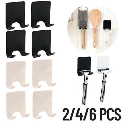 ADHESIVE WALL MOUNTED RAZOR HOLDER FOR BATHROOM SHOWER HOOK RACK GILLETTE SHAVER - Image 1 of 4