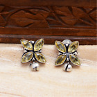 Women Stud Earrings Flower Design Silver Oxidized Indian Jewelry Gift