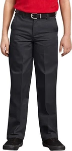 NEW Dickies Boy's Big Flex Waist Flat Front Uniform Pants, Black, Size 20 Husky - Picture 1 of 2