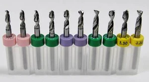 10 Piece Drill Set - .110 to .1299" - 2.80mm to 3.30mm - Carbide 1/8" Shanks R4 - Picture 1 of 1