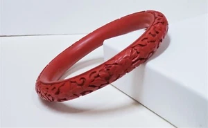 Antique Chinese Carved Cinnabar_ Bangle Bracelet - Picture 1 of 3