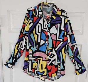 Blusa Big Dart Mujer Talla EUR 38 US 8 Botones Frontales L/S Abstracta Artística Nueva con Etiquetas - Imagen 1 de 8