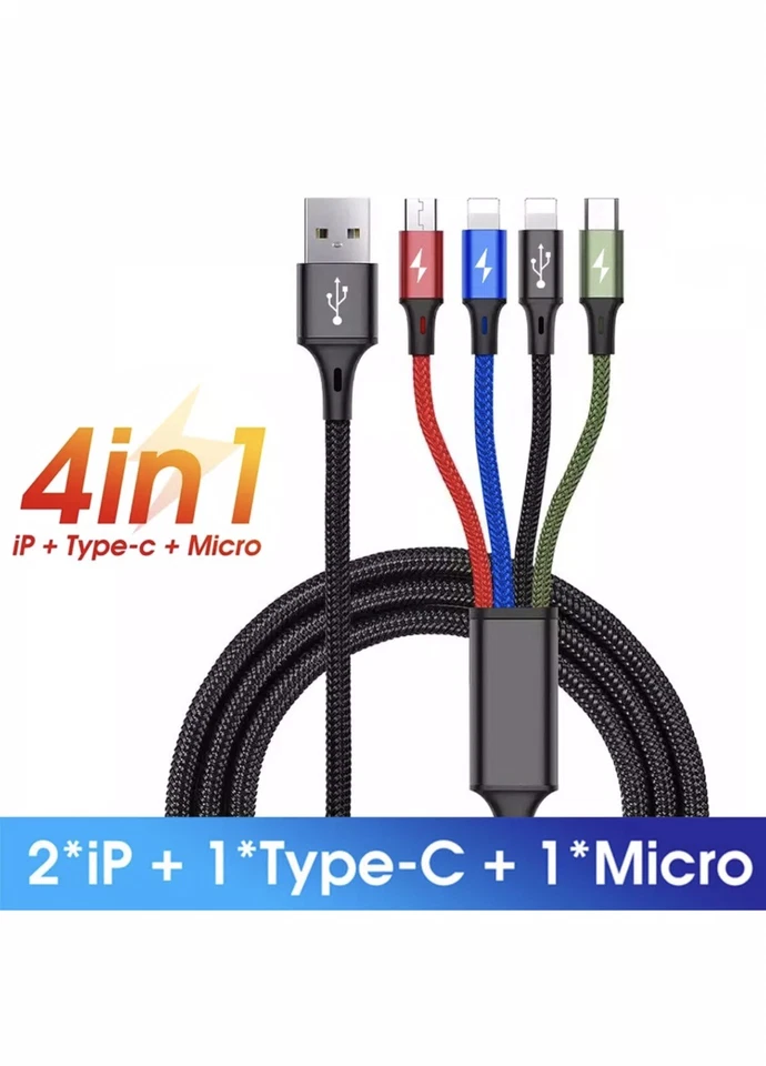 4 in 1 Fast USB Charging Cable Universal Multi Function Cell Phone Charger Cord - Image 1 of 1