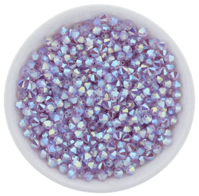 Preciosa Bicones Violet AB2X 3mm, 4mm, 6mm Crystal Bicones - Image 1 of 2