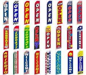 Welcome Advertising Feather Flag Swooper Flutter Banner Super Flag Open 24/7 - Picture 1 of 27