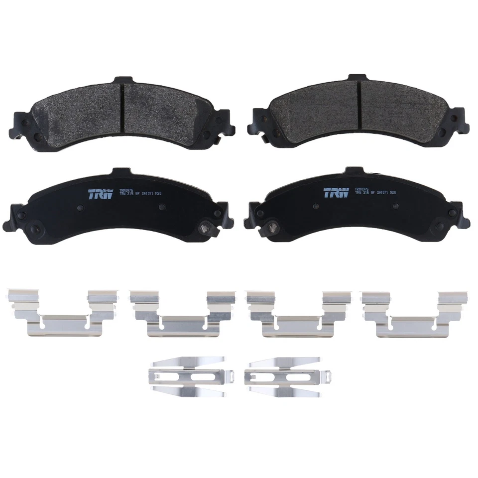 Juego de pastillas de freno traseras ranuradas metálicas TRW Pro con clips para Cadillac Chevrolet GMC Foto 1 de 1