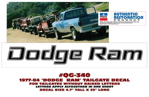 QG-340 1977 1978 1990 1991 1992 1993 1994 DODGE RAM TAILGATE NAME DECAL - 33" - Bild 1 von 1