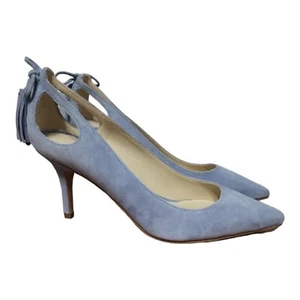 Marc Fisher Tammye Tassel Heels Stilettos Size 6M Blue Fabric Pointed Toe Women’ - Picture 1 of 11