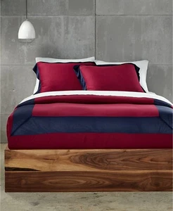 Calvin Klein Modern Cotton Modal Niccolo Duvet Cover - KING - Burgundy / Navy - Picture 1 of 6