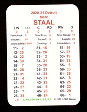 2020-21 APBA NHL Hockey Team Set - Detroit Red Wings