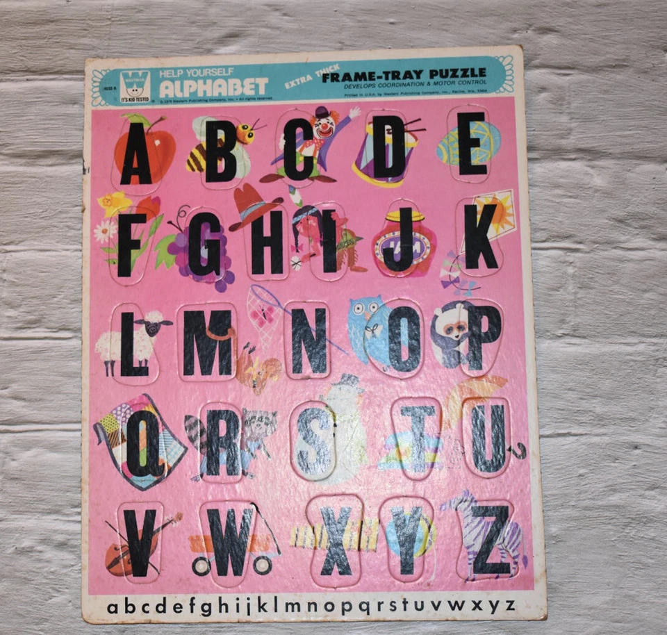 Rompecabezas Whitman Vintage 1974 alfabeto ~ ABC marco bandeja Foto 1 de 4