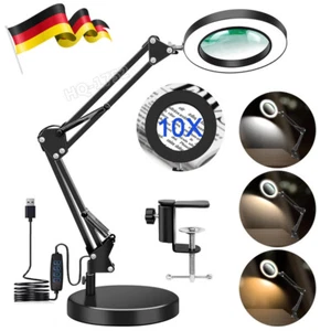 10X Dioptrien Lupenleuchte 72LED Lupenlampe mit Clip/Basis Lupe Licht Tischlampe - Bild 1 von 11