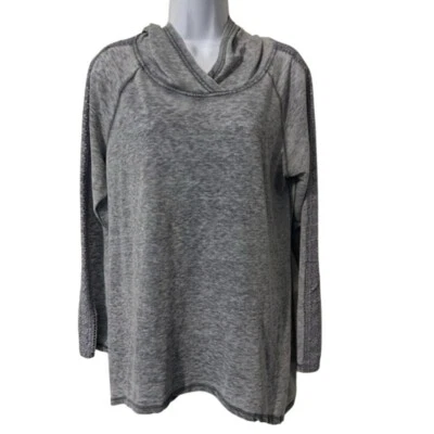 Túnica Pullover French Laundry Mujer Gris Jaspeado Con Capucha Lavanda Encaje Manga L Foto 1 de 4