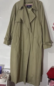 London Fog Trench Cappotto Donna Taglia 14 Lungo Fodera Imbottita Doppiopetto Vintage - Foto 1 di 23