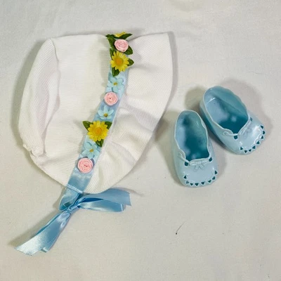 15" American Girl Doll Bitty Baby 1997 Traje de Pascua Blanco Gorro/Sombrero Azul Zapatos Foto 1 de 4