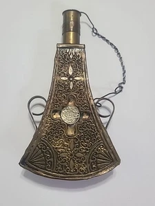 NORDAFRIKANISCHER MAROKKANER 19. JAHRHUNDERT, BERBER? MESSING PULVERFLASCHE  - Bild 1 von 12