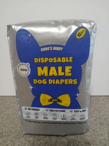 Disposable Male Dog Diapers 10 pack Small for male marking, excitable urination - Picture 1 of 3