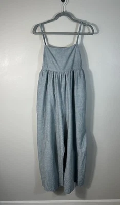 Mono Madewell para mujer 12 azul mezcla de lino pierna ancha lazo trasero boho Foto 1 de 4