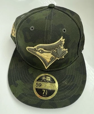 New Era Toronto Blue Jays Camoflouge 59Fifty MLB Size 7 3/8 On Field Cap - New - Image 1 of 4