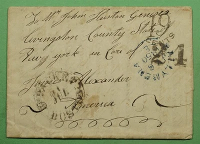 DR WHO 1850 IRLANDA SIN ESTAMPILLAS F/L DRUMAGLEA DATELINE BALLYMENA A EE. UU. w14484 Foto 1 de 4