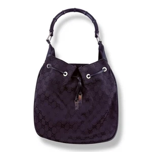 Gucci Handtasche Bambus Schulter Schwarz Monogramm GG - Bild 1 von 8
