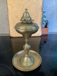 Vintage Antique Brass Genie Lamp Style Incense Oil, Whale Oil Burner With Lid - Picture 1 of 16