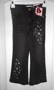 Adorable YMI girls size 4 black flare jeans silver stars NWT - Picture 1 of 5