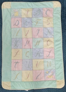 Mothercare Vintage Baby Cot Quilt ABC Alphabet 2690771 blanket 12mths 90s GB - Picture 1 of 10