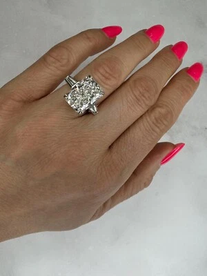 Women's Radiant Cut F/VS1 Lab Grown Diamond Engagement Gift Ring 14k White Gold - Image 1 of 4