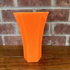Vintage MCM Diamond Line Plastic Vase Orange Decor Made in USA 8 Inches