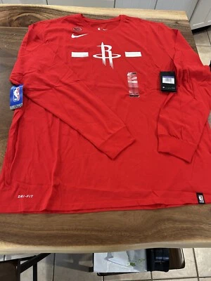 Mens Nike Dri-Fit Houston Rockets Long Sleeve Shirt  3XL- XXXL (RED) NWT - Image 1 of 4