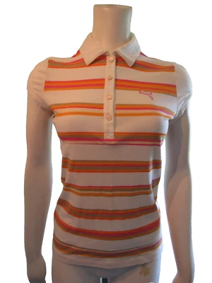 Puma Polo Shirt Womens XS White Orange Golfing Lightweight Rugby Ladies - Image 1 of 4