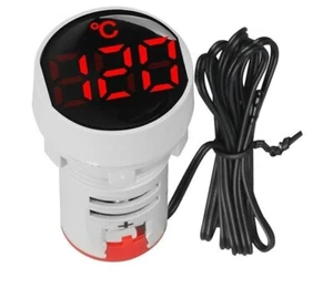 Medidor digital de 22 mm indicador de temperatura redondo termómetro de luz pequeña sensor 1 m - Imagen 1 de 12
