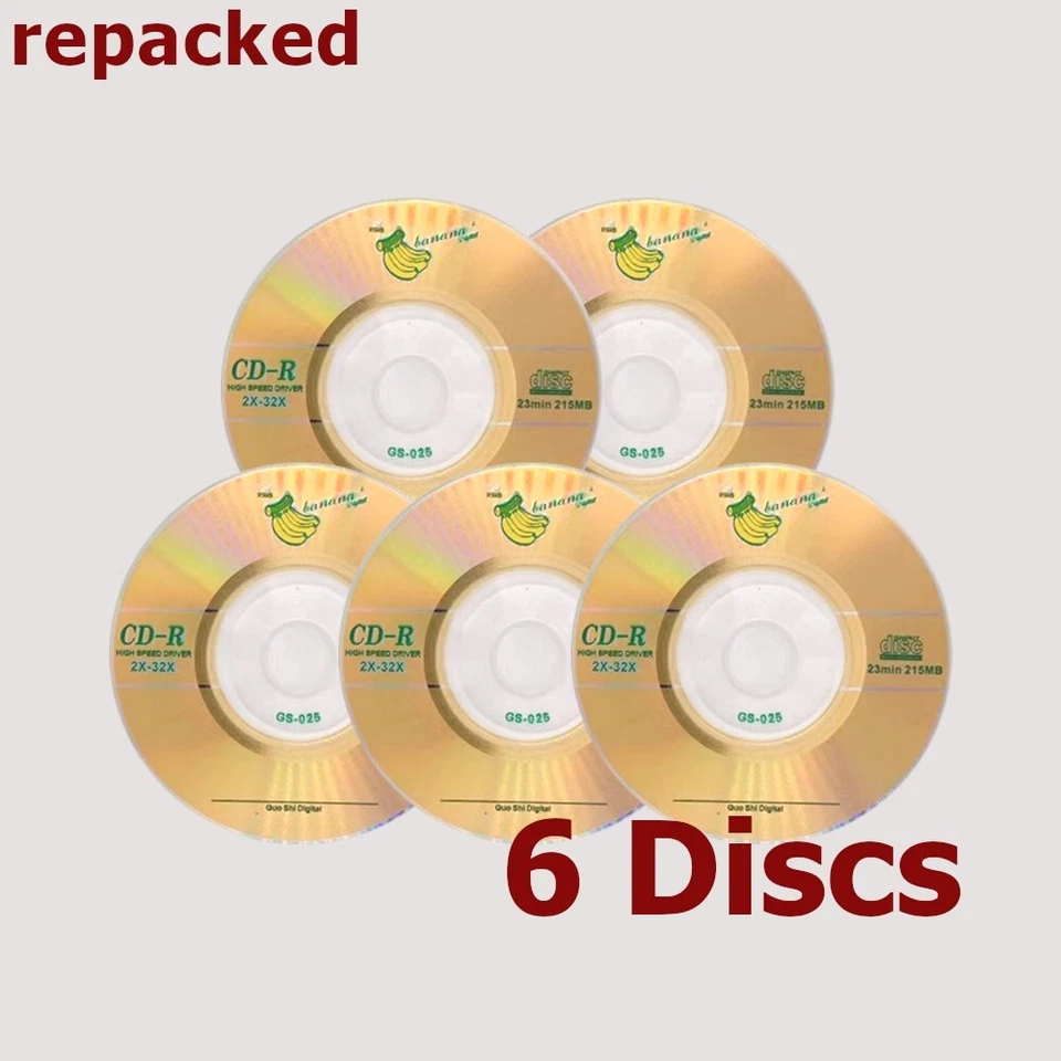 Banana Digital Mini CD-R 32x 8cm 210 MB Blank CD Recordable Discs 210M - 6 Discs - Image 1 of 1