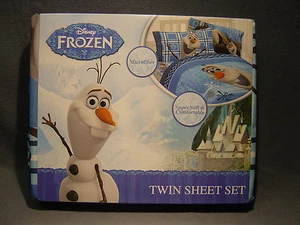 DISNEY FROZEN MICROFIBER TWIN SIZE BLUE SHEET SET OLAF - Picture 1 of 2
