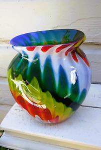 STUNNING, Rare, Heavy Multi Layered & Multicolored Cased Blown Art Glass Vase
