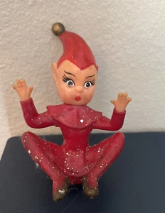Seltene Vintage 1950er Jahre Gummi Elf Pixie rot sitzend - Bild 1 von 4